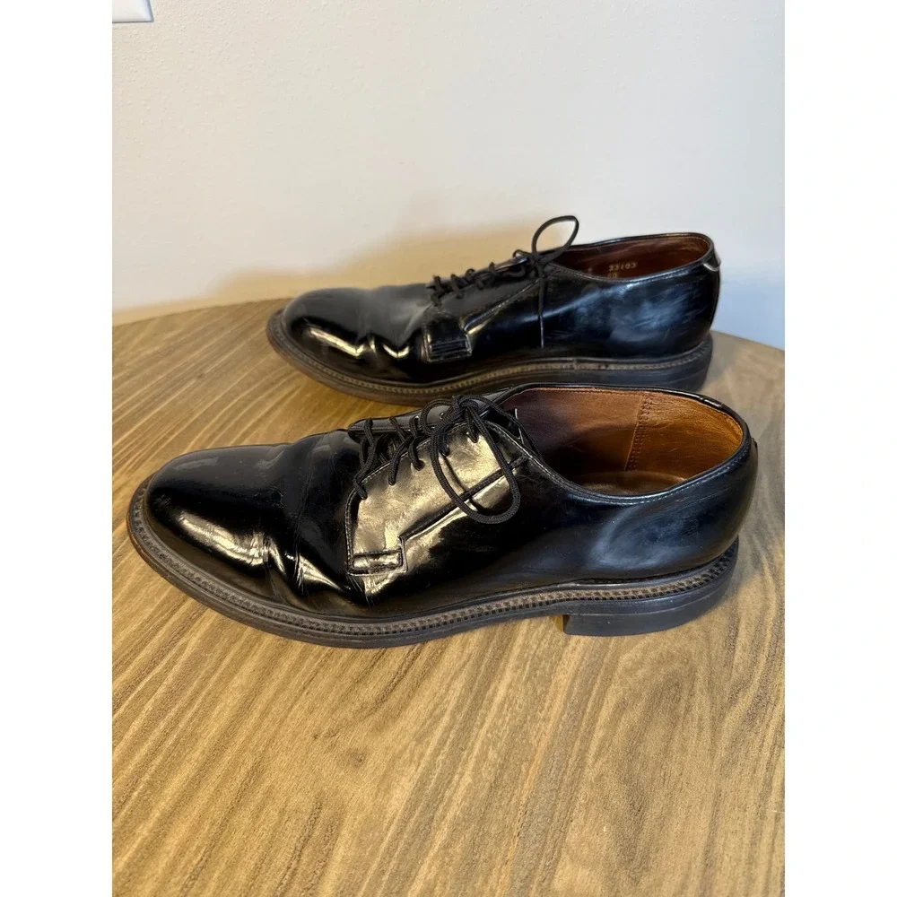 Bates Oxford Dress Shoes Mens 9D Black High Gloss Military Uniform 23103